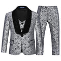 Boys Suits Formal Dress Silver Floral Tuxedo Suits Sets Size 6 for Boys Kids 3 Pieces Toddler Suits Outfit
