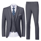 Men's Slim Fit 3-Piece Dark Grey Suit