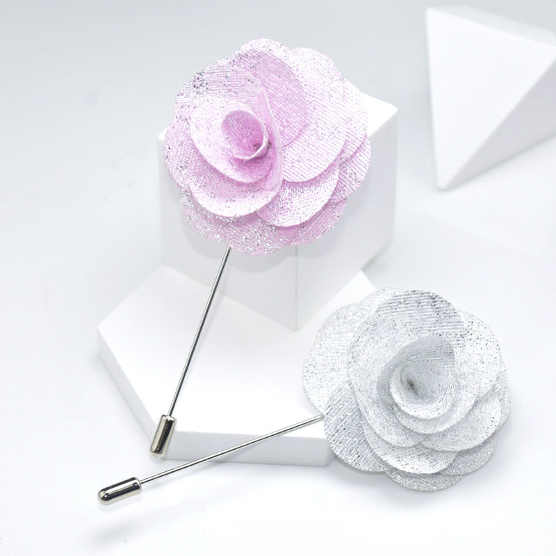 Camellia Fabric Brooch Tie Accessory for Suits