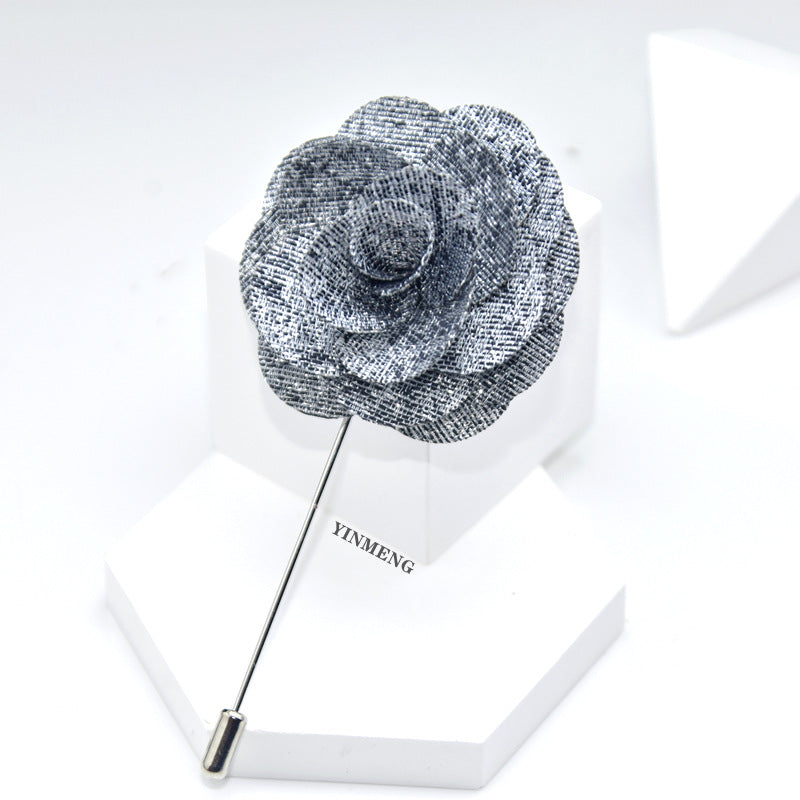 Camellia Fabric Brooch Tie Accessory for Suits
