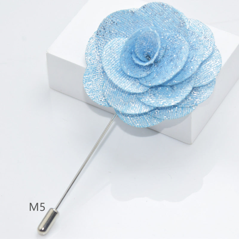 Camellia Fabric Brooch Tie Accessory for Suits