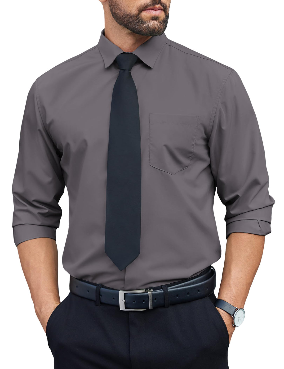 Men's Long Sleeve Wrinkle-Free Dress Shirt | Untucked Fit