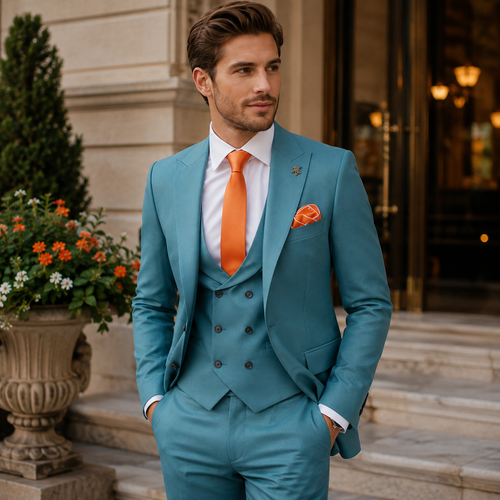 Classic Peak Lapel 3 Piece Men's Suit