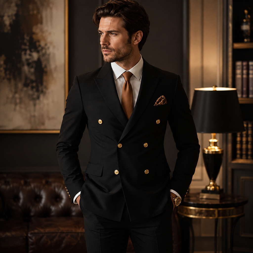Double Breasted Two Piece Tuxedo Suit