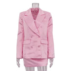 Satin Blazer & Midi Skirt Set