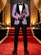 Light Blue Jacquard 3 Piece Tuxedo Suit