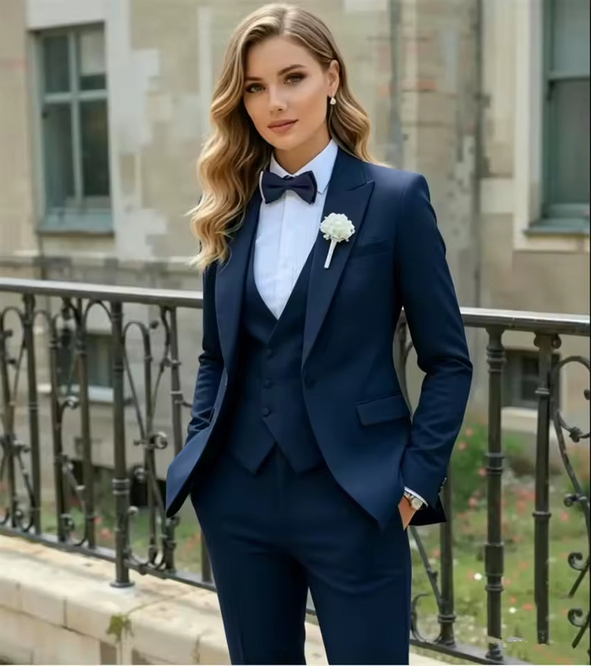 Dark Blue Women's 3-Piece Formal Suit