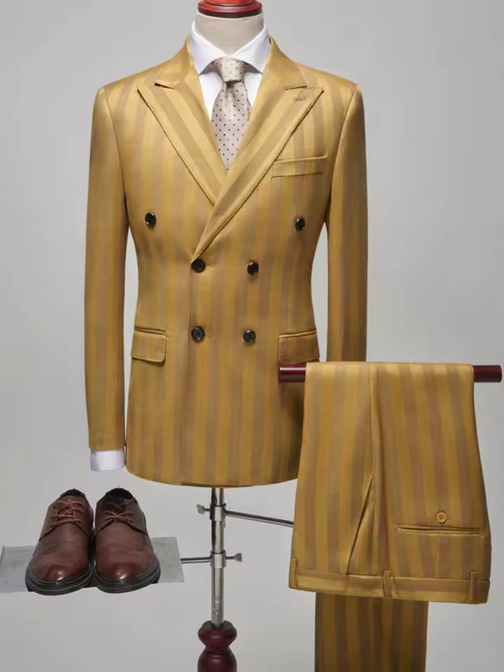Men's Jacquard Double Breasted 2 Piece Suit