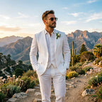 Caramel Linen Three Piece Men’s Suit