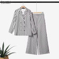 Women’s Striped Blazer & Wide Leg Pants Set