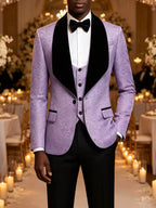 Light Blue Jacquard 3 Piece Tuxedo Suit