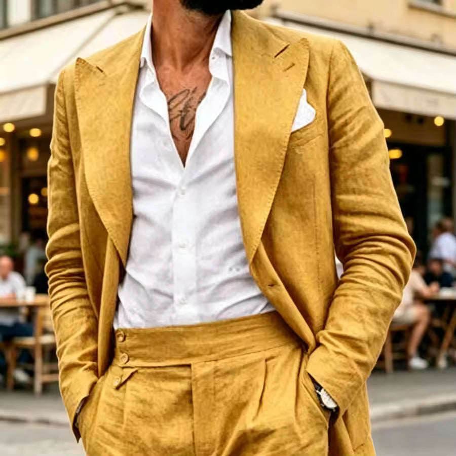 Men’s Lightweight Linen 2 Piece Suit