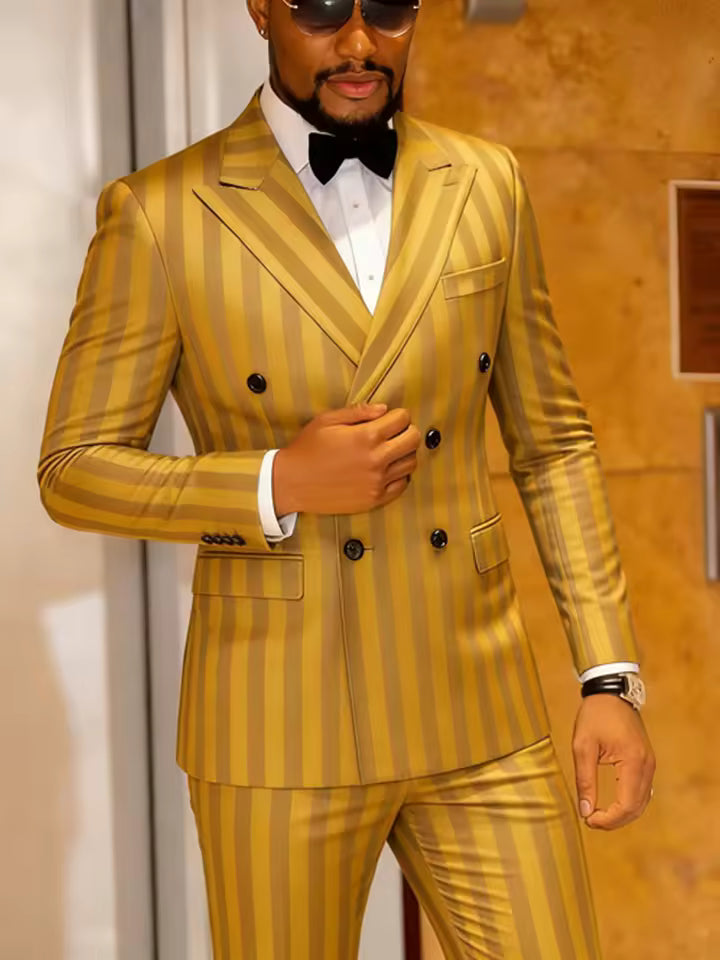 Men's Jacquard Double Breasted 2 Piece Suit