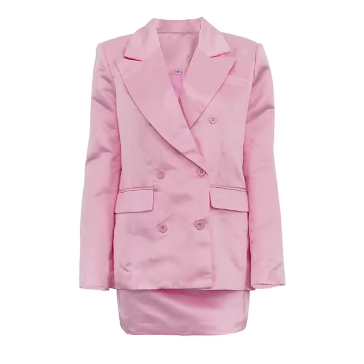 Satin Blazer & Midi Skirt Set