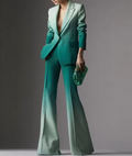 Gradient Green Slim Fit Women's Suit Set
