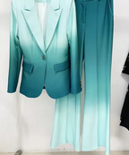 Gradient Green Slim Fit Women's Suit Set