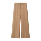 Khaki Double Breasted Wide Leg Suit Set