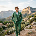 Caramel Linen Three Piece Men’s Suit