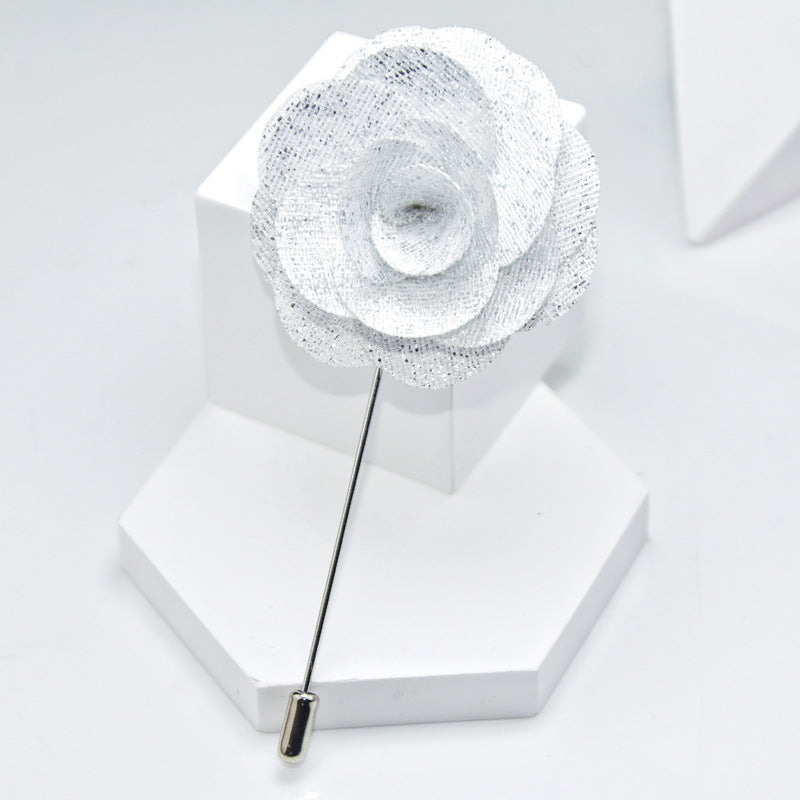 Camellia Fabric Brooch Tie Accessory for Suits