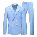 Men's Light Blue Double Breasted Tuxedo Suit