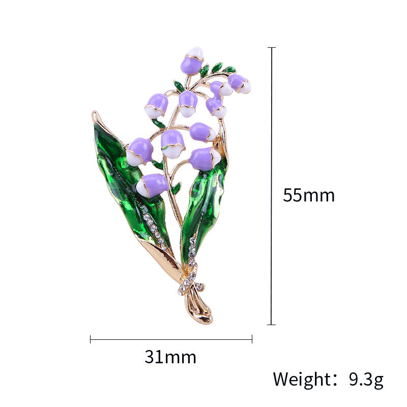 Elegant Green Enamel Plant Brooch for Suits